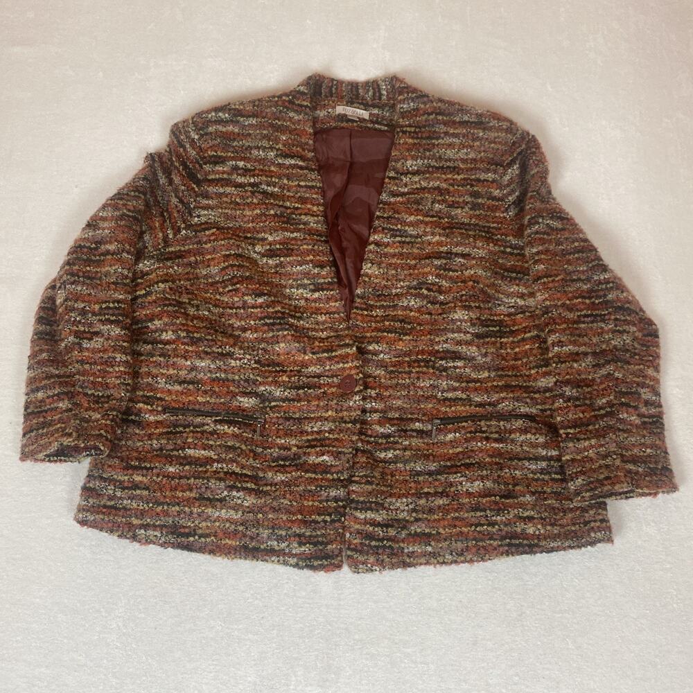 Roz & Ali Marled Metallic Shimmer Zipper Pocket Tweed Look Blazer 3X Plus Size